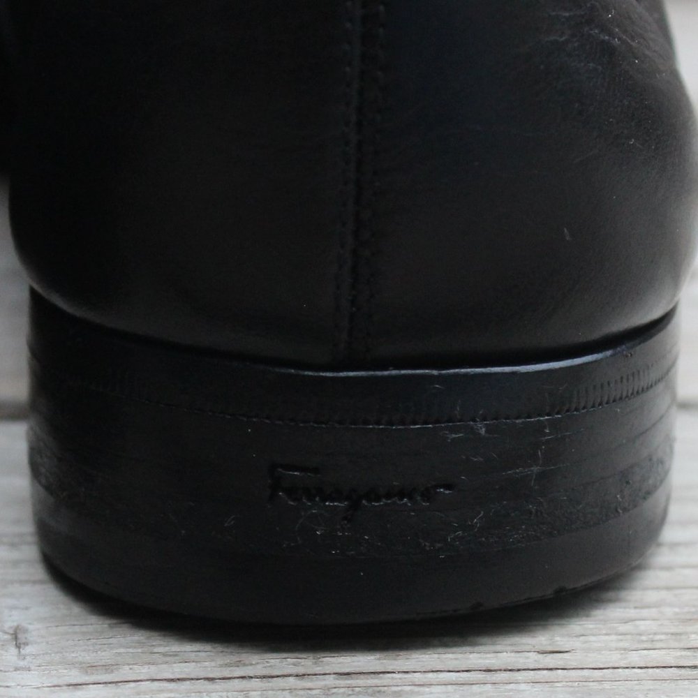 Ferragamo Black Sheepskin Derby, Made in Italy - Picture 7 of 15